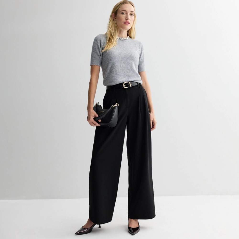 Nine West High Rise Wide-Leg Trousers Pants Black S NWT - Picture 2 of 10